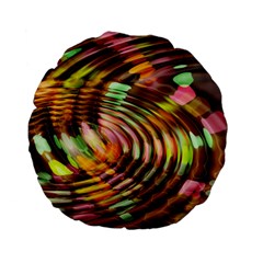 Wave Rings Circle Abstract Standard 15  Premium Flano Round Cushions by Nexatart