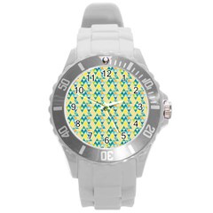 Colorful Triangle Pattern Round Plastic Sport Watch (l)