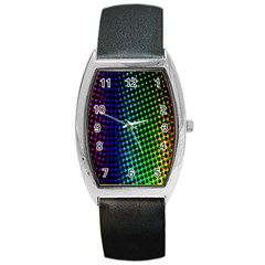 Digitally Created Halftone Dots Abstract Barrel Style Metal Watch by Nexatart