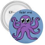 Colorful Cartoon Octopuses Pattern Fear Animals Sea Purple 3  Buttons Front