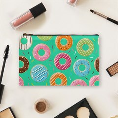 Doughnut Bread Donuts Green Cosmetic Bag (medium)  by Mariart