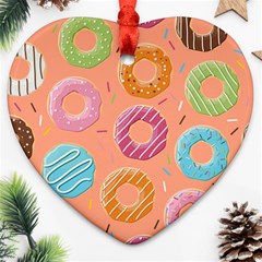 Doughnut Bread Donuts Orange Ornament (heart)