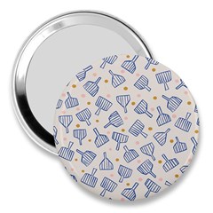 Glass Polka Circle Blue 3  Handbag Mirrors