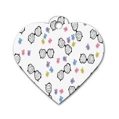 Glasses Bear Cute Doll Animals Dog Tag Heart (one Side)