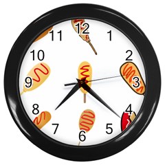 Hot Dog Buns Sate Sauce Bread Wall Clocks (black) by Mariart