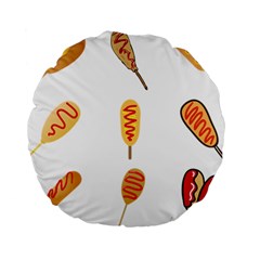 Hot Dog Buns Sate Sauce Bread Standard 15  Premium Flano Round Cushions by Mariart