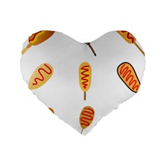 Hot Dog Buns Sate Sauce Bread Standard 16  Premium Flano Heart Shape Cushions by Mariart