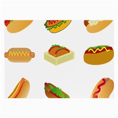 Hot Dog Buns Sauce Bread Large Glasses Cloth (2-side) by Mariart