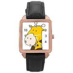 Illustrain Giraffe Face Animals Rose Gold Leather Watch  by Mariart