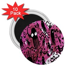 Octopus Colorful Cartoon Octopuses Pattern Black Pink 2 25  Magnets (10 Pack) 