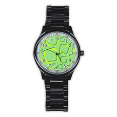 Shapes Green Lime Abstract Wallpaper Stainless Steel Round Watch