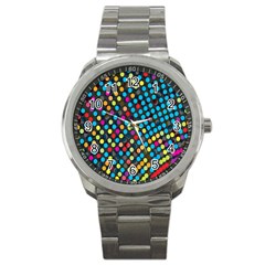 Polkadot Rainbow Colorful Polka Circle Line Light Sport Metal Watch by Mariart