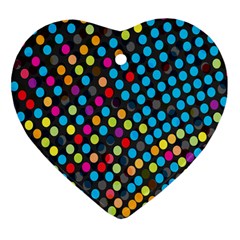 Polkadot Rainbow Colorful Polka Circle Line Light Heart Ornament (two Sides) by Mariart