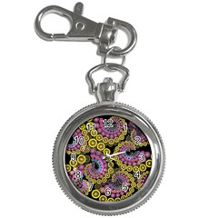 Spiral Floral Fractal Flower Star Sunflower Purple Yellow Key Chain Watches