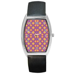 Colorful Geometric Polka Print Barrel Style Metal Watch by dflcprints