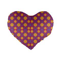 Colorful Geometric Polka Print Standard 16  Premium Flano Heart Shape Cushions by dflcprints