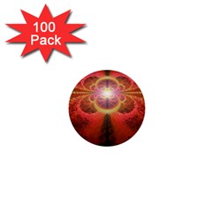 Liquid Sunset, A Beautiful Fractal Burst Of Fiery Colors 1  Mini Buttons (100 Pack)  by jayaprime