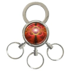 Liquid Sunset, A Beautiful Fractal Burst Of Fiery Colors 3-ring Key Chains by jayaprime