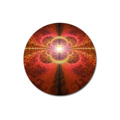 Liquid Sunset, A Beautiful Fractal Burst Of Fiery Colors Magnet 3  (round) by jayaprime