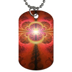 Liquid Sunset, A Beautiful Fractal Burst Of Fiery Colors Dog Tag (one Side) by jayaprime