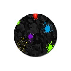 Black Camo Shot Spot Paint Magnet 3  (round) by Mariart