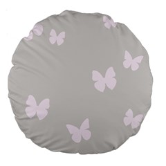 Butterfly Silhouette Organic Prints Linen Metallic Synthetic Wall Pink Large 18  Premium Flano Round Cushions by Mariart