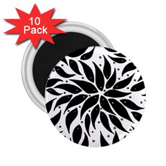 Flower Fish Black Swim 2 25  Magnets (10 Pack) 