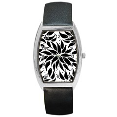 Flower Fish Black Swim Barrel Style Metal Watch