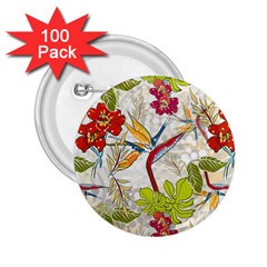 Flower Floral Red Green Tropical 2 25  Buttons (100 Pack) 