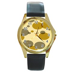 Polka Dots Round Gold Metal Watch