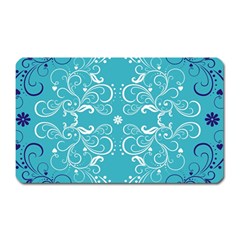 Repeatable Flower Leaf Blue Magnet (rectangular)