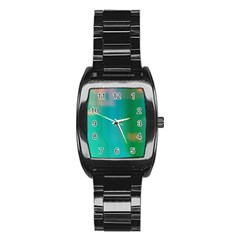 Shadow Faintly Faint Line Green Stainless Steel Barrel Watch by Mariart