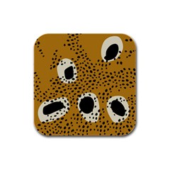 Surface Patterns Spot Polka Dots Black Rubber Square Coaster (4 Pack)  by Mariart