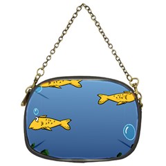 Water Bubbles Fish Seaworld Blue Chain Purses (one Side)  by Mariart