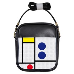 Watermark Circle Polka Dots Black Red Yellow Plaid Girls Sling Bags by Mariart