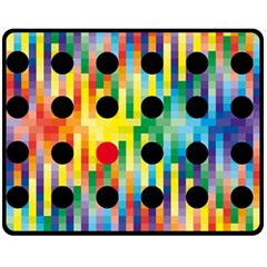 Watermark Circles Squares Polka Dots Rainbow Plaid Fleece Blanket (medium)  by Mariart