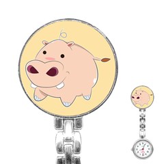 Happy Cartoon Baby Hippo Stainless Steel Nurses Watch