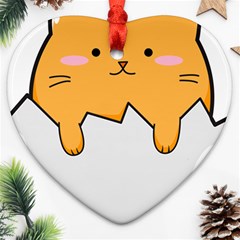 Yellow Cat Egg Heart Ornament (two Sides) by Catifornia