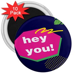 Behance Feelings Beauty Hey You Leaf Polka Dots Pink Blue 3  Magnets (10 Pack) 