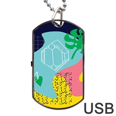 Behance Feelings Beauty Waves Blue Yellow Pink Green Leaf Dog Tag Usb Flash (one Side)