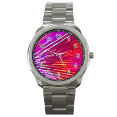 Zoom Colour Motion Blurred Zoom Background With Ray Of Light Hurtling Towards The Viewer Sport Metal Watch by Mariart