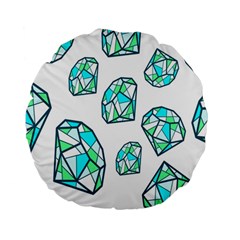 Brilliant Diamond Green Blue White Standard 15  Premium Round Cushions