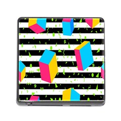 Cube Line Polka Dots Horizontal Triangle Pink Yellow Blue Green Black Flag Memory Card Reader (square) by Mariart