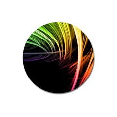 Colorful Abstract Fantasy Modern Green Gold Purple Light Black Line Magnet 3  (round) by Mariart