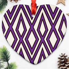 Diamond Key Stripe Purple Chevron Heart Ornament (two Sides)