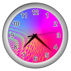 Light Aurora Pink Purple Gold Wall Clocks (silver) 