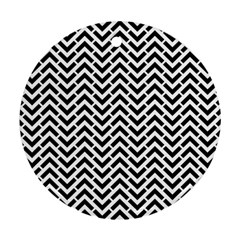 Funky Chevron Stripes Triangles Round Ornament (two Sides) by Mariart