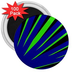 Rays Light Chevron Blue Green Black 3  Magnets (100 Pack) by Mariart