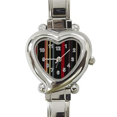 Stripes Line Black Red Heart Italian Charm Watch