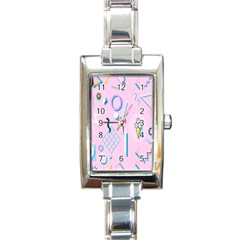 Vintage Unique Graphics Memphis Style Geometric Rectangle Italian Charm Watch